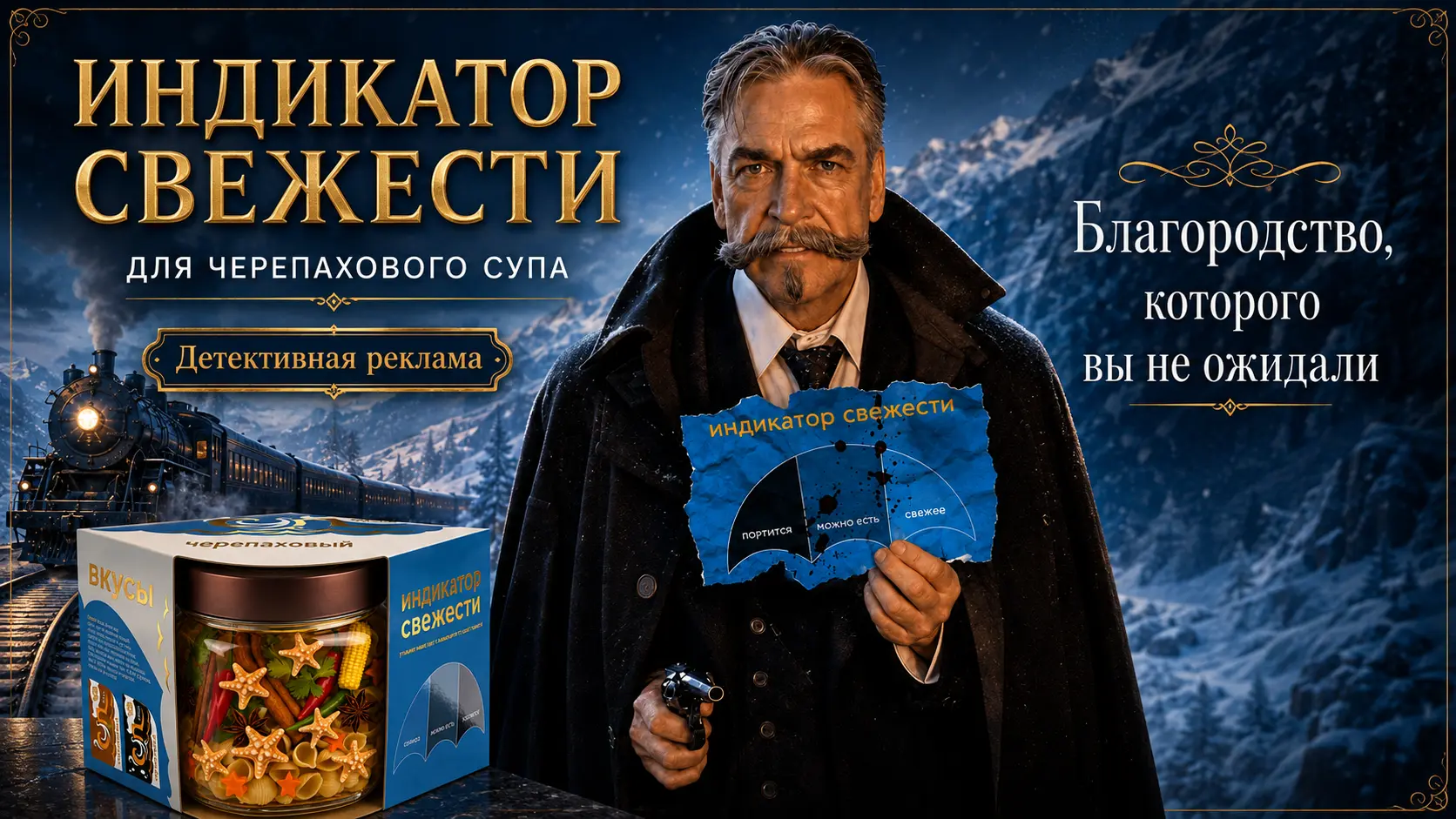 Обложка проекта «Реклама черепахового супа по мотивам фильма «Убийство в Восточном экспрессе»»